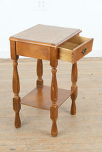 Load image into Gallery viewer, Maple One Drawer Side Table with Lower Shelf and Turned Legs