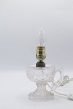 Load image into Gallery viewer, Vintage Pressed Glass Cup Table Lamp Clear Glass Handle Pleated Shade