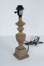 Load image into Gallery viewer, Small Turned Wood Table Lamp Natural Finish Cottage Farmhouse Accent Lamp