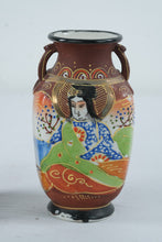 Load image into Gallery viewer, Vintage Japanese Satsuma Style Porcelain Vases Pair Geisha Moriage 5 Inch