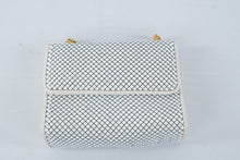 Load image into Gallery viewer, Whiting and Davis White Mesh Evening Bag Gold Chain Mirror Purse 7 x 5