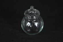 Load image into Gallery viewer, Etched Glass Jar with Lid – Small Round Floral Canister / Candy or Vanity Jar