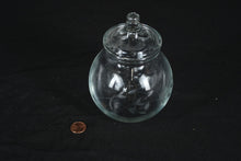 Load image into Gallery viewer, Etched Glass Jar with Lid – Small Round Floral Canister / Candy or Vanity Jar