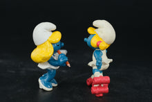 Load image into Gallery viewer, Vintage Smurfette Figures – 1983 & 1984 Schleich Peyo – Artist & Roller Skater