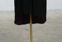 Load image into Gallery viewer, Black Empire Waist Maxi Dress Purple Lined High Low Hem
