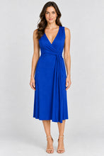Load image into Gallery viewer, Soma Cobalt Blue Faux Wrap Ruched Midi Dress Size XS