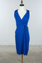 Load image into Gallery viewer, Soma Cobalt Blue Faux Wrap Ruched Midi Dress Size XS