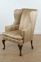 Load image into Gallery viewer, Southwood Striped Wingback Chair with Carved Legs