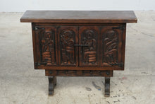 Load image into Gallery viewer, Spanish Colonial Style Carved Wood Two-Door Cabinet with Figural Relief Panels