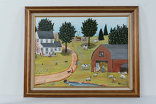 Load image into Gallery viewer, Berneta Crowder Springtime in Spring Hill Folk Art Farm Painting Original Acrylic 18x24