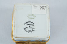 Load image into Gallery viewer, Limoges France Hand Decorated Porcelain Trinket Box Blue Floral Gold Trim
