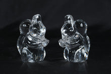 Load image into Gallery viewer, Pair Villeroy & Boch Crystal Squirrel Figurines 4” Tall Clear Art Glass
