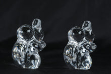Load image into Gallery viewer, Pair Villeroy & Boch Crystal Squirrel Figurines 4” Tall Clear Art Glass