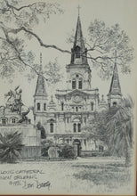 Load image into Gallery viewer, Vintage 1976 Don Davey St Louis Cathedral New Orleans Framed Lithograph 15x17