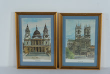 Load image into Gallery viewer, Pair of Framed Bernard Smith London Landmark Prints St Pauls Cathedral Westminster Abbey