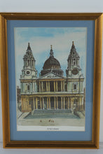 Load image into Gallery viewer, Pair of Framed Bernard Smith London Landmark Prints St Pauls Cathedral Westminster Abbey