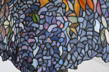 Load image into Gallery viewer, Large Tiffany Style Stained Glass Table Lamp with Floral Shade and Cast Metal Base