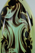 Load image into Gallery viewer, Hand Blown Art Glass Vase Blue Green Amber Swirl Studio Style 15.5 Inch