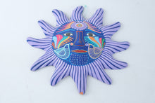 Load image into Gallery viewer, Mexican Folk Art Sun Face Wall Plaque Hand Painted Pottery Birds 10 Inch