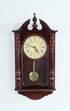 Load image into Gallery viewer, Stratford Westminster Wall Clock Battery Powered Pendulum Traditional Cherry Finish
