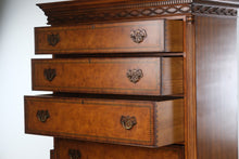 Load image into Gallery viewer, Sterling Ashmore Burled Wood Inlaid Secretary Highboy Chest