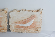 Load image into Gallery viewer, Pair Faux Stone Relief Bird Wall Plaques Rustic Mediterranean Cast Plaster Art 14 x 10