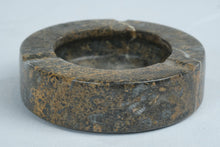 Load image into Gallery viewer, Polished Stone Ashtray Fossil Marble Round Mid Century Style Heavy Stone Dish