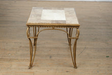 Load image into Gallery viewer, Stone Top Side Table with Wrought Iron Base