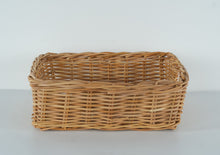 Load image into Gallery viewer, Square Woven Wicker Storage Basket – Natural Rattan Look – 19" x 15" x 6.5"