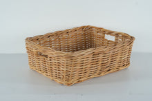 Load image into Gallery viewer, Square Woven Wicker Storage Basket – Natural Rattan Look – 19" x 15" x 6.5"