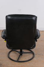 Load image into Gallery viewer, Chair Works Black Leather Swivel Recliner Lounge Chair with Ottoman
