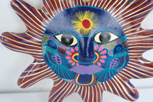 Load image into Gallery viewer, Mexican Folk Art Sun Face Wall Plaque Hand Painted Birds 10 Inch