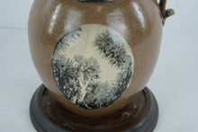 Load image into Gallery viewer, Signed Studio Pottery Stoneware Jug with Tree Motif on Wooden Base