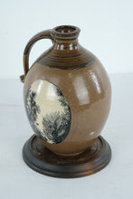 Load image into Gallery viewer, Signed Studio Pottery Stoneware Jug with Tree Motif on Wooden Base