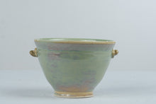 Load image into Gallery viewer, Signed Studio Art Pottery Bowl Iridescent Green Lavender Glaze 6 5 Inch
