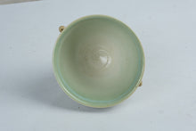 Load image into Gallery viewer, Signed Studio Art Pottery Bowl Iridescent Green Lavender Glaze 6 5 Inch