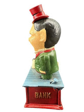 Load image into Gallery viewer, Cast Iron “Stump Speaker” Mechanical Bank – 10” Tall Collectible