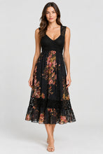 Load image into Gallery viewer, Sue Wong Black Silk Floral Crochet Lace Midi Dress Size 8