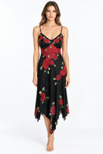 Load image into Gallery viewer, Sue Wong Nocturne Black Silk Red Lace Sequin Floral Dress Size 8