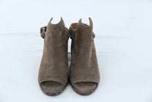 Load image into Gallery viewer, Frye Dani Shield Slingback Heels Womens 7 5 Taupe Suede Peep Toe