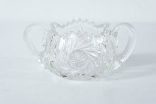 Load image into Gallery viewer, Vintage Cut Crystal Creamer Sugar Bowl Set Starburst Pattern