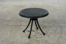 Load image into Gallery viewer, Summer Classics Black Cast Aluminum Lattice Round Outdoor Patio Side Table 22 Inch