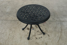 Load image into Gallery viewer, Summer Classics Black Cast Aluminum Lattice Round Outdoor Patio Side Table 22 Inch