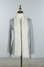 Load image into Gallery viewer, Anthropologie Saturday Sunday Gray Faux Fur Open Front Cardigan Small