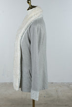 Load image into Gallery viewer, Anthropologie Saturday Sunday Gray Faux Fur Open Front Cardigan Small