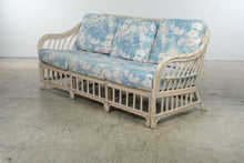 Load image into Gallery viewer, Vintage Rattan Four-Piece Living Room Set with Floral Upholstery and Glass Tables