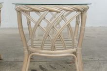 Load image into Gallery viewer, Vintage Rattan Four-Piece Living Room Set with Floral Upholstery and Glass Tables