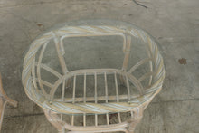 Load image into Gallery viewer, Vintage Rattan Four-Piece Living Room Set with Floral Upholstery and Glass Tables