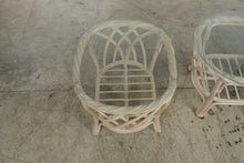 Load image into Gallery viewer, Vintage Rattan Four-Piece Living Room Set with Floral Upholstery and Glass Tables