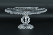 Load image into Gallery viewer, Hofbauer Byrdes Collection Cut Crystal Swan Pedestal Cake Plate • 12" Round x 5.5" Tall • Vintage German Crystal